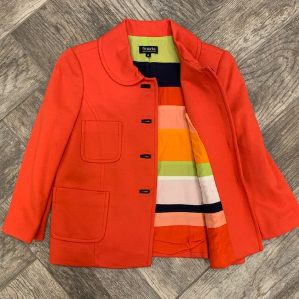 Mod Style Cropped Knit Jacket with 3/4 Sleeve